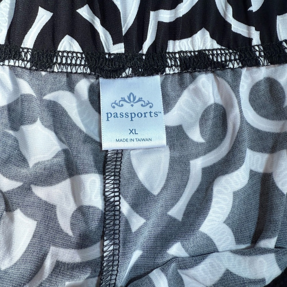PASSPORT Black and White Patterned Pants, size XL brand new without tag - Picture 3 of 5